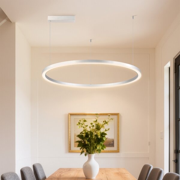 Brilagi-LED Stmievateľný luster na lankách PORTOFINO LED/60W/230V pr. 80 cm strieborný + diaľkové ovládanie