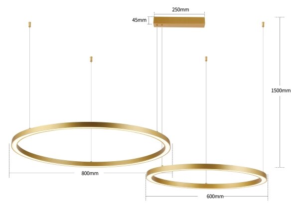 Brilagi - LED stmievateľný luster na lanku PORTOFINO LED/98W/230V zlatý +DO