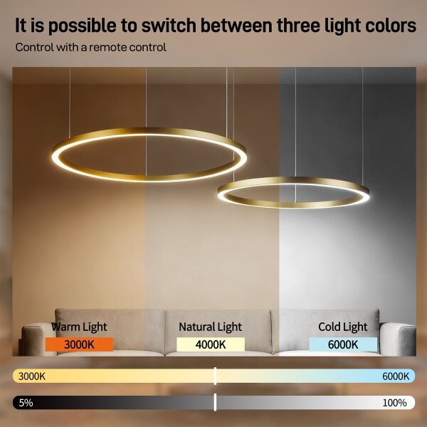 Brilagi - LED stmievateľný luster na lanku PORTOFINO LED/98W/230V zlatý +DO
