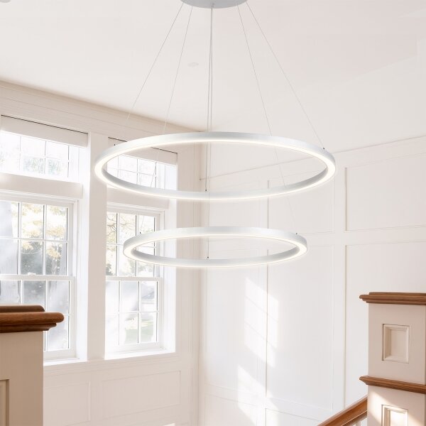 Brilagi-LED stmievateľný závesný luster na lanku PORTOFINO LED/98W/230V pr. 80 cm strieborný s diaľkovým ovládaním
