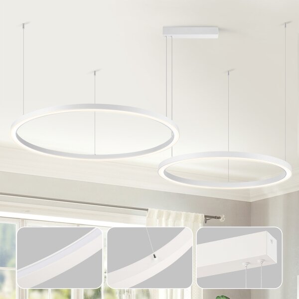 Brilagi - LED Stmievateľný luster na lanku PORTOFINO LED/98W/230V biely + diaľkové ovládanie