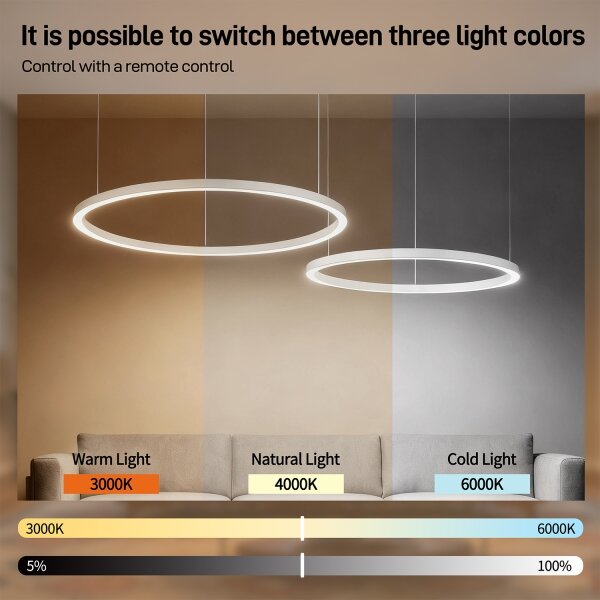 Brilagi - LED Stmievateľný luster na lanku PORTOFINO LED/98W/230V biely + diaľkové ovládanie