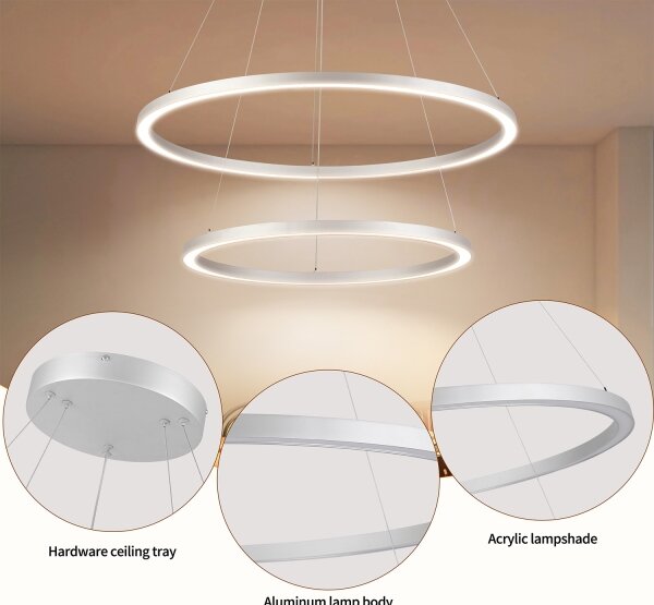 Brilagi-LED stmievateľný závesný luster na lanku PORTOFINO LED/98W/230V pr. 80 cm strieborný s diaľkovým ovládaním