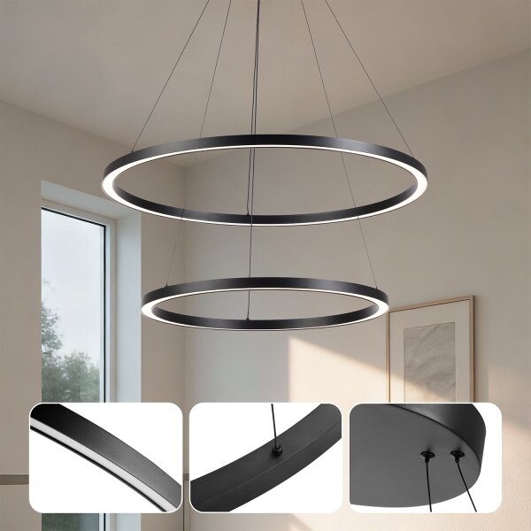 Brilagi - stmievateľný LED luster na lanku PORTOFINO LED/98W/230V pr. 80 cm čierna +DO