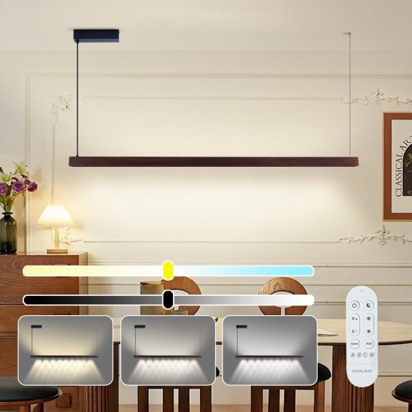 Immax NEO 07301L-LED Stmievateľný luster na lane MADEIRA 33W/230V Wi-Fi Tuya 152 cm orech