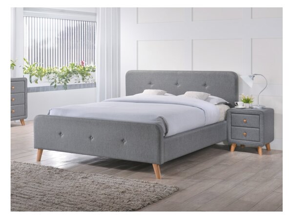 Sivá dvojlôžková posteľ MALMO 180 x 200 cm Matrac: Bez matraca