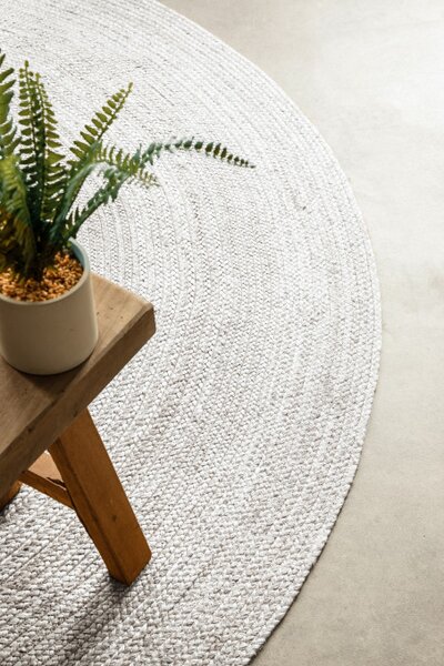 Koberec Hanse Home Jute Braided Rangpur biely kruh