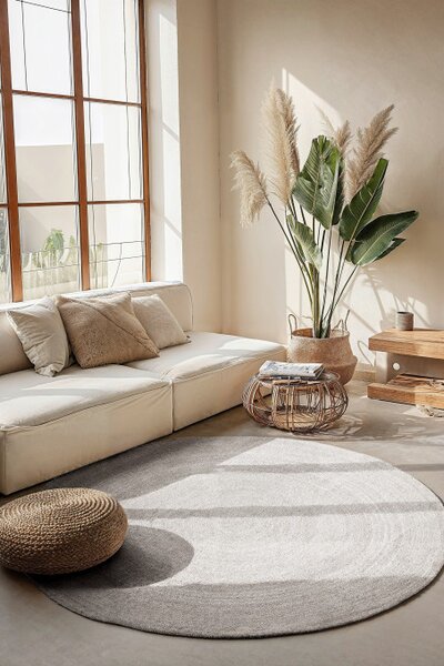 Koberec Hanse Home Jute Braided Rangpur biely kruh