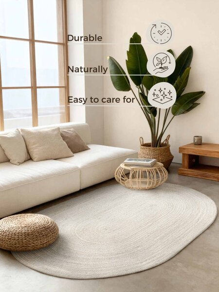 Koberec Hanse Home Jute Braided Rangpur biely ovál