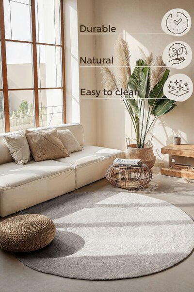 Koberec Hanse Home Jute Braided Rangpur biely kruh