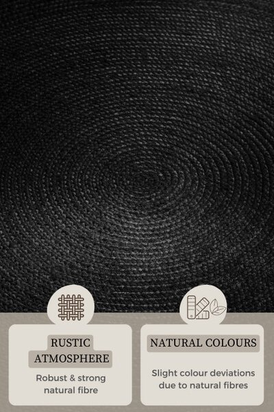 Koberec Hanse Home Jute Braided Rangpur čierny kruh