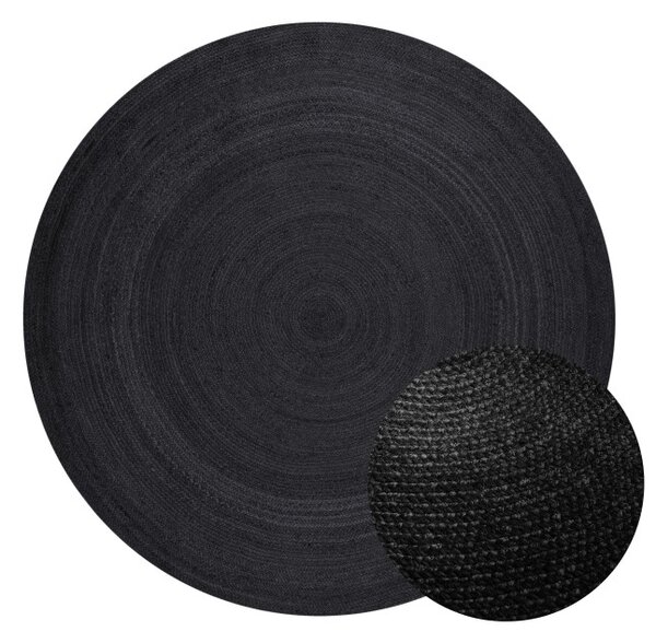Koberec Hanse Home Jute Braided Rangpur čierny kruh
