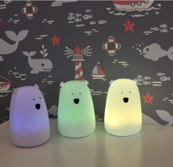 LED RGB Detská dotyková lampička BEAR LED/0,8W/5V ružová + USB