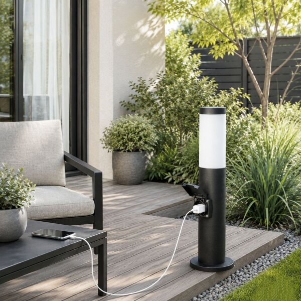 Rabalux 77194 - Vonkajšia lampa so zásuvkou BLACK TORCH 1xE27/25W/230V IP44