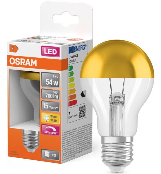 LED žiarovka so zrkadlovým vrchlíkom SUPERSTAR E27/7W/230V 2700K zlatá - Osram