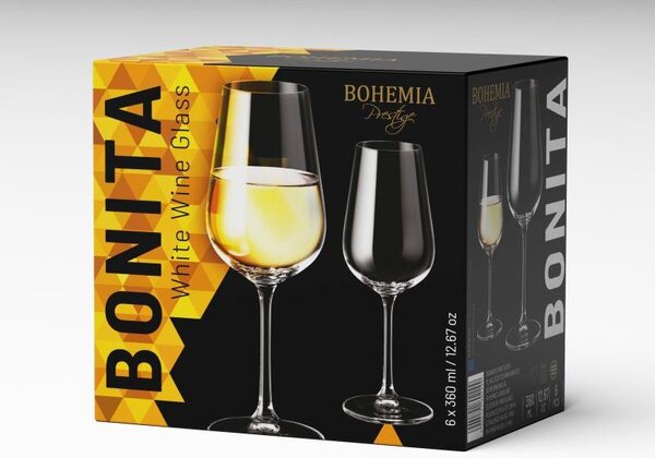 BOHEMIA PRESTIGE BONITA POHÁR NA VÍNO 360ML SADA 6KS