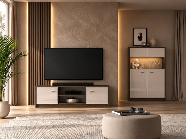 TV STOLÍK BELLADGIO KAŠMÍR DUB WINDMILL TMAVÝ 160 cm