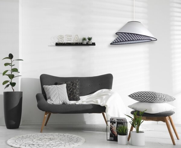 Duolla - Luster na lanku COCO 1xE27/40W/230V pr. 50 cm biela/čierna