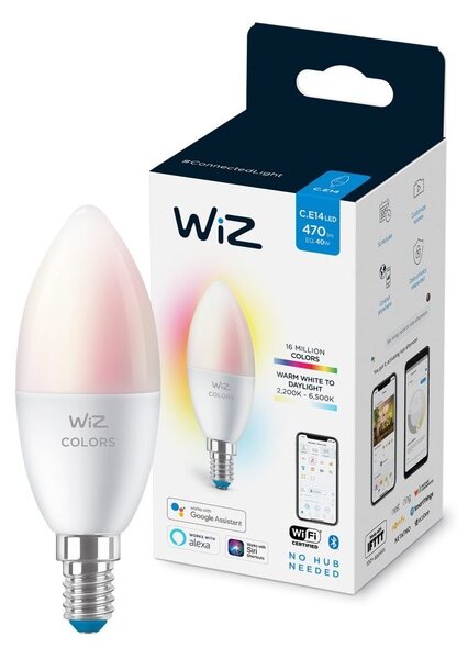LED RGBW Stmievateľná žiarovka C37 E14/4,9W/230V 2200-6500K CRI 90 Wi-Fi -WiZ