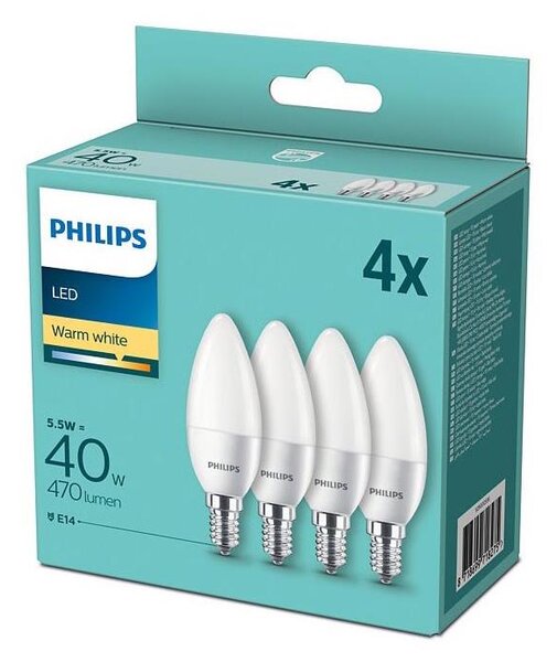 SADA 4x LED Žiarovka Philips E14/5,5W/230V 2700K