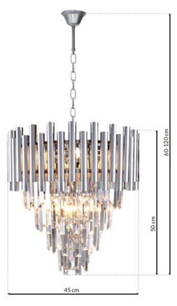 Krištáľový luster na reťazi MADISON 9xE14/40W/230V chróm