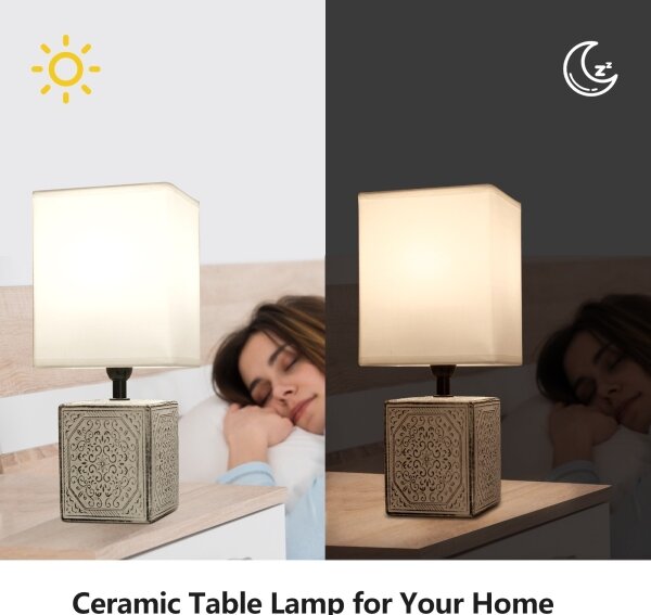Aigostar - Stolná lampa 1xE14/40W/230V šedá/biela