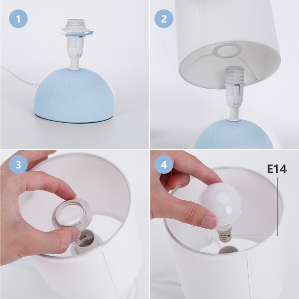 Aigostar - Stolná lampa 1xE14/40W/230V modrá/biela