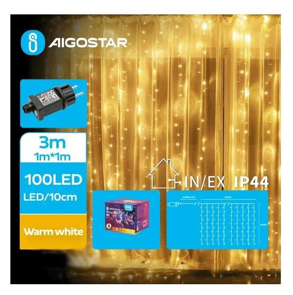 Aigostar - LED vonkajší reťaz 100xLED/8 funkcií 4x1m IP44 teplá biela