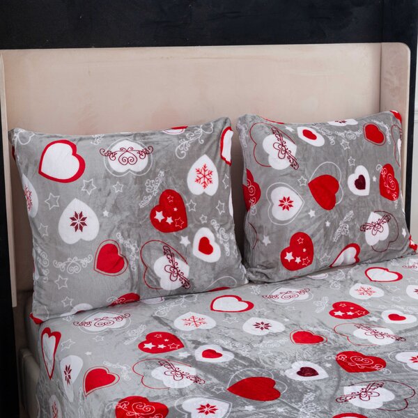 Mikroplyšové obliečky CHRISTMAS HEART sivé Rozmer obliečky: 70 x 90 cm | 140 x 220 cm