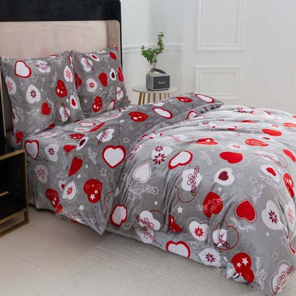 Mikroplyšové obliečky CHRISTMAS HEART sivé Rozmer obliečky: 70 x 90 cm | 140 x 220 cm