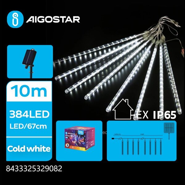 Aigostar - LED Solárny reťaz 384xLED/13m IP65 studená biela