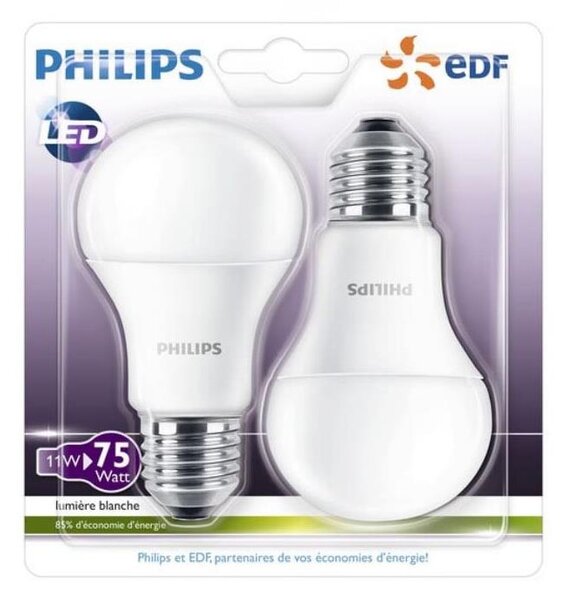 SADA 2x LED Žiarovka Philips A60 E27/11W/230V 2700K