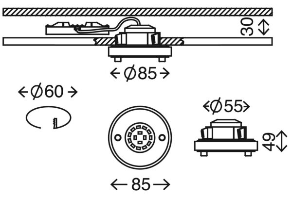 Briloner 7214-012 - LED Kúpeľňové podhľadové svietidlo ATTACH LED/5W/230V IP44