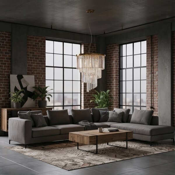 Ideal Lux - Krištáľový luster na lanku CARLTON 12xE14/40W/230V pr. 50 cm zlatá