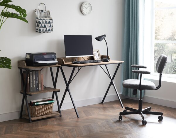 KONDELA PC stôl, dub/čierna, OFIS