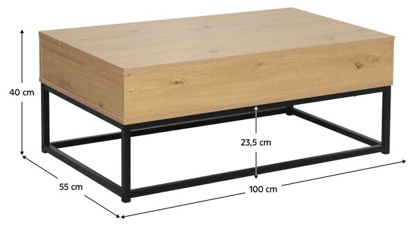 KONDELA Konferenčný stolík, dub/čierna, LIVINA