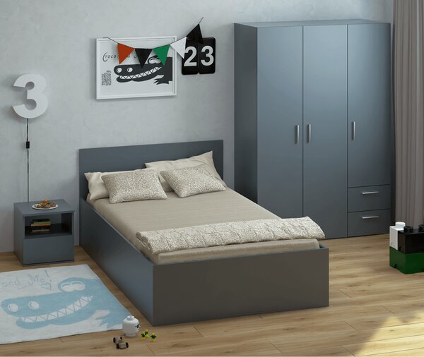 KONDELA Posteľ s kovovým roštom a úložným priestorom, 120x200, grafit, DOLI