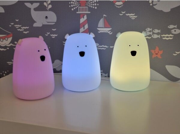 LED RGB Detská dotyková lampička BEAR LED/0,8W/5V modrá