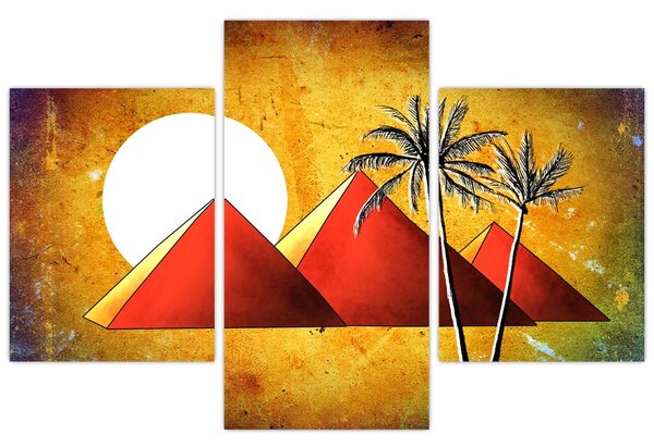 Obraz maľovaných egyptských pyramíd (90x60 cm)