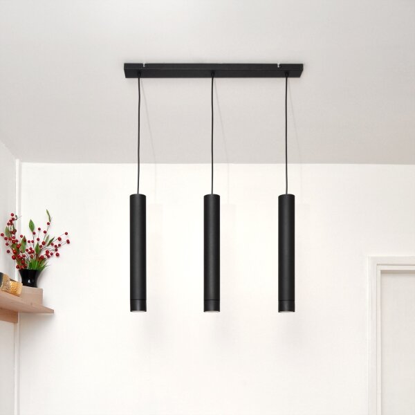 LED Luster na lanku TUBA 3xGU10/4,8W/230V čierna
