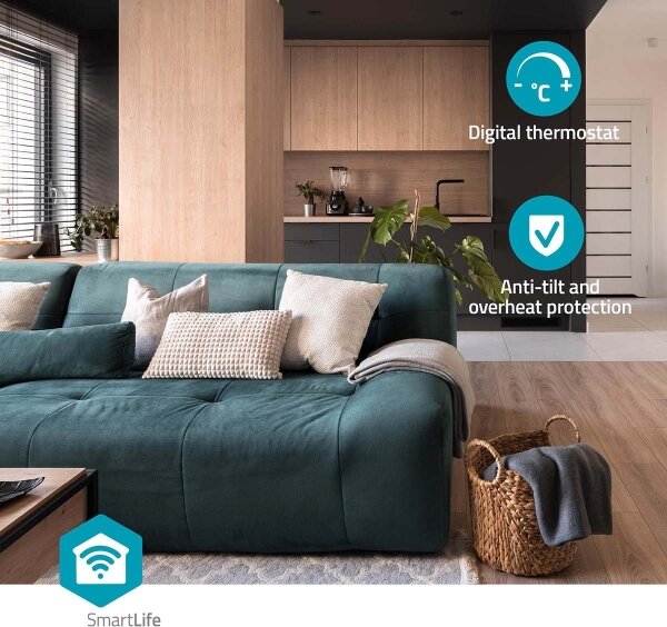 Nedis HTFA22WTW - Ventilátor s výhrevným telesom 1000/1500W/230V Wi-Fi Tuya + DO
