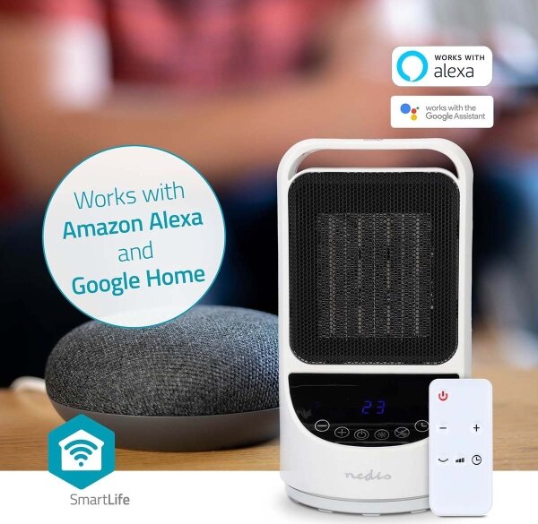 Nedis HTFA22WTW - Ventilátor s výhrevným telesom 1000/1500W/230V Wi-Fi Tuya + DO