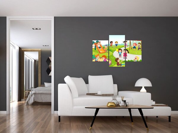 Obraz detských radovánok na pieskovisku (90x60 cm)