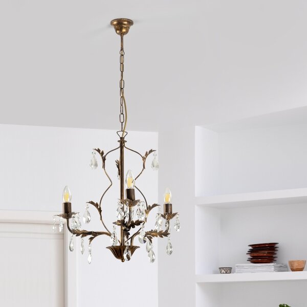 ONLI - Luster na reťazi TERESA 3xE14/6W/230V bronzová