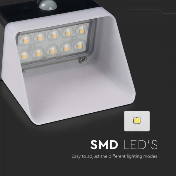 LED solárne nástenné svietidlo so senzorom LED/2W/3,7V 4000K IP65 1200 mAh