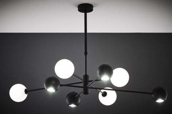 Jupiter 1998 - Luster na tyči MOKA 4xGU10/10W/230V + 4xG9/10W/230V čierna/biela