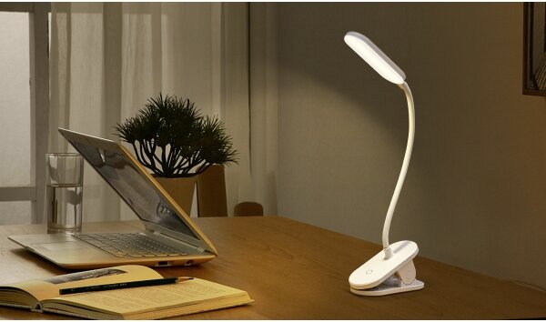 Aigostar - LED Stmievateľná nabíjacia stolná lampa s klipom LED/2,5W/5V 1200mAh biela