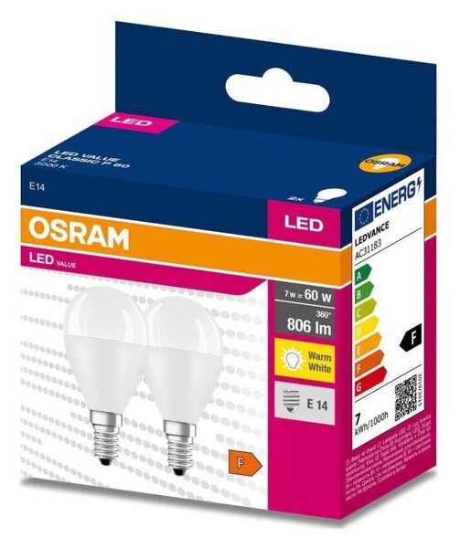 SADA 2x LED Žiarovka P45 E14/7W/230V 3000K - Osram