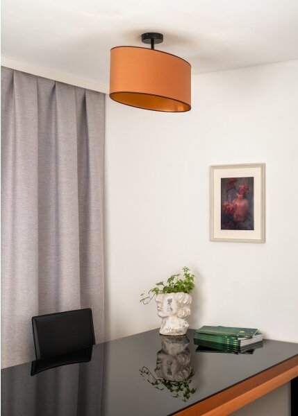 Duolla - Prisadený luster OVAL VEGAN 1xE27/15W/230V hnedá