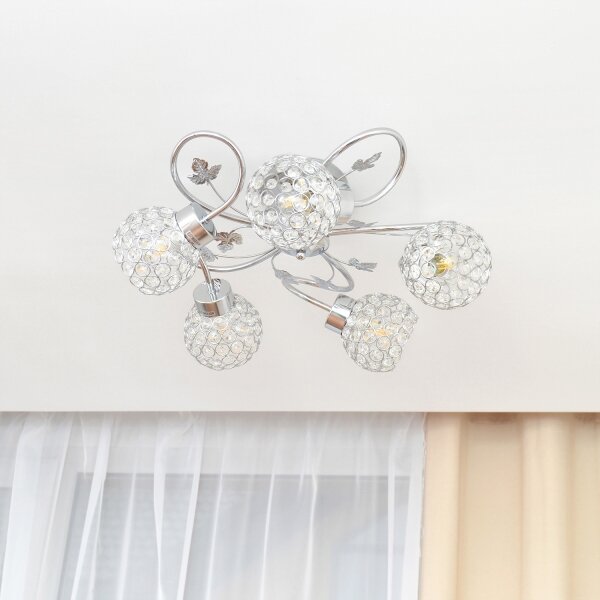 Prisadený luster SOPHIA 5xE27/15W/230V lesklý chróm/číra